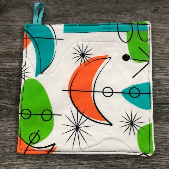 potholder pot holders quilted hotpad handmade trivets Mid century modern shapes - Picture 1 of 3